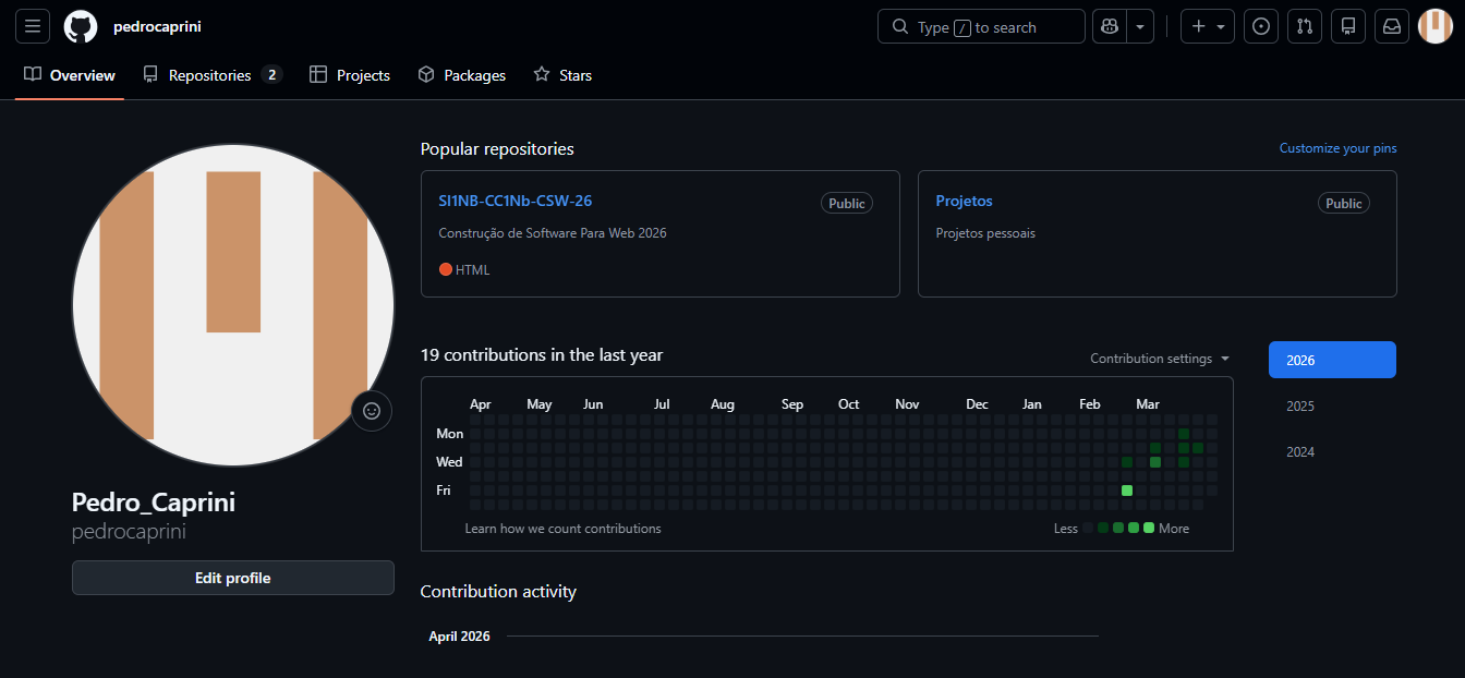 print do github de Pedro
